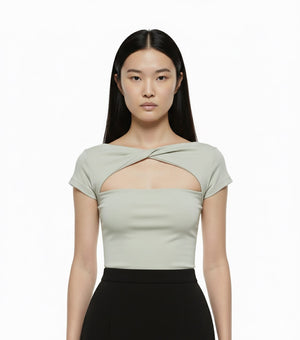 Aeris Twist-Front Cutout Tee