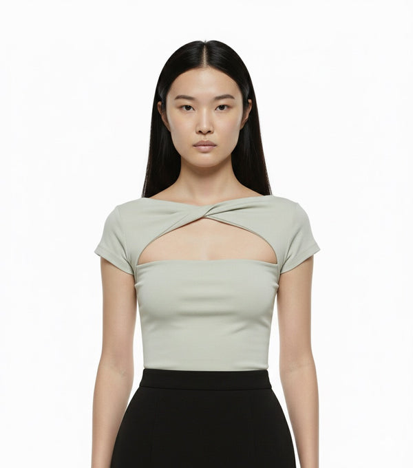 Aeris Twist-Front Cutout Tee