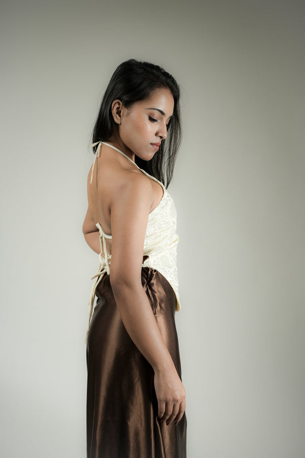 Solène Pearl Lace Halter