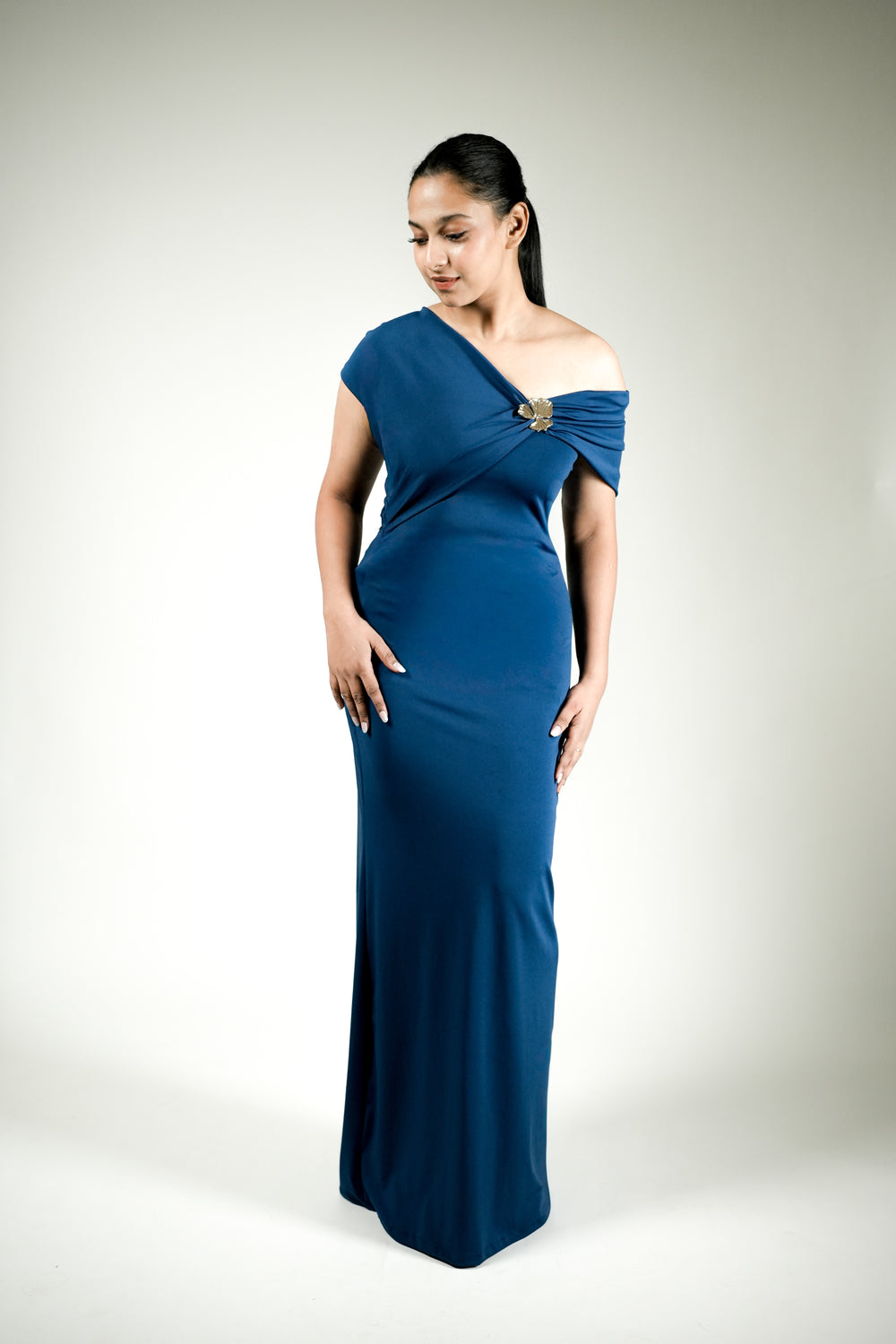 Midnight Grace One-Shoulder Gown