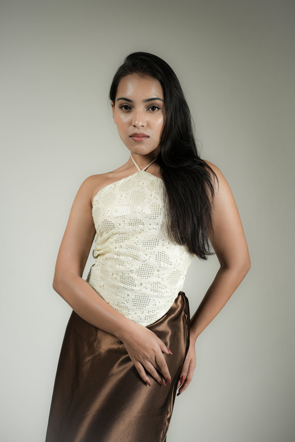 Solène Pearl Lace Halter