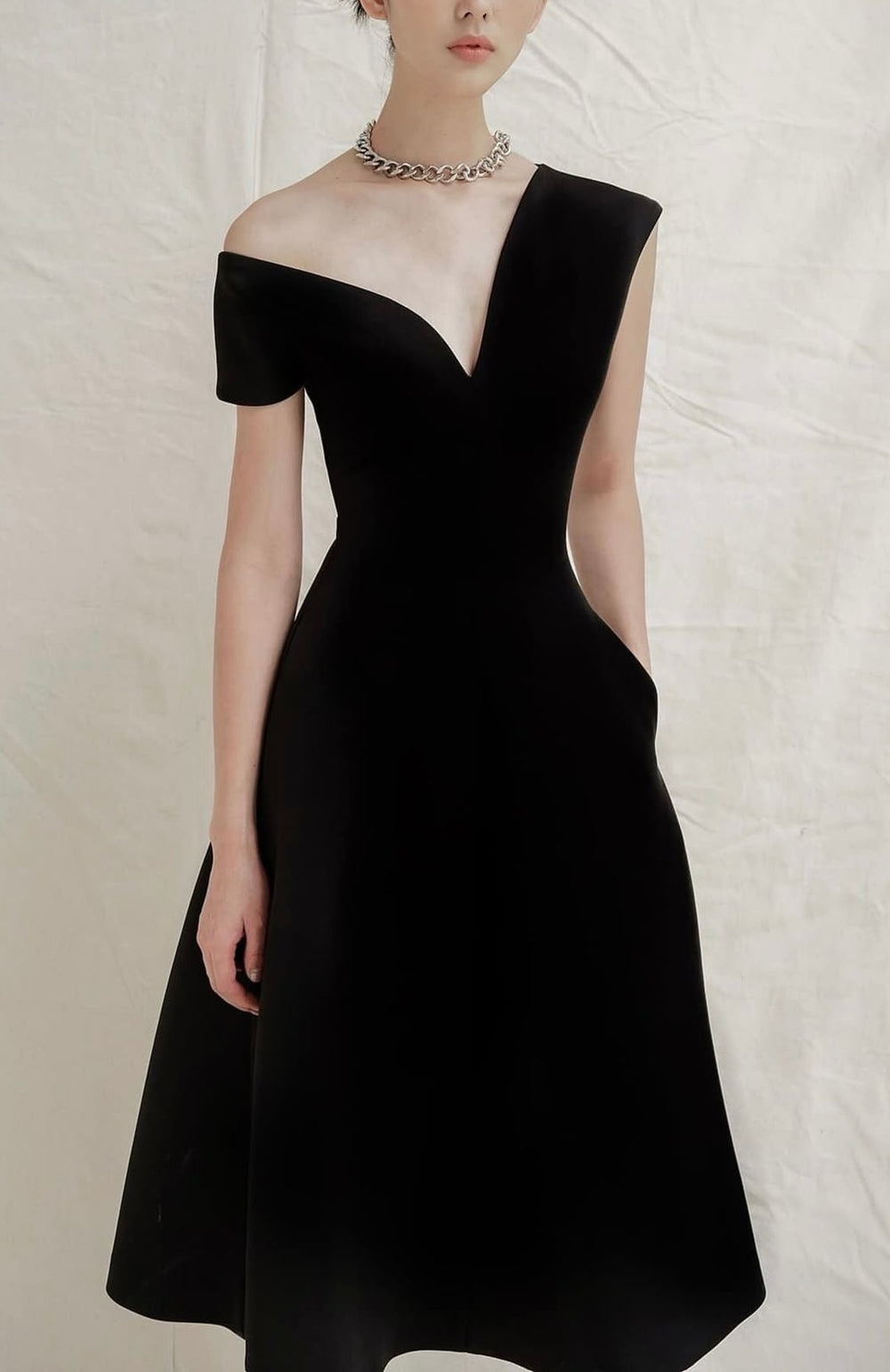 Eclipse Asymmetry Midi Dress